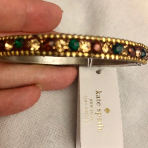 RARE Kate Spade Gold Gems Cubic Zirconia Elegant Edge Bangle Bracelet Petite New - Picture 8 of 16